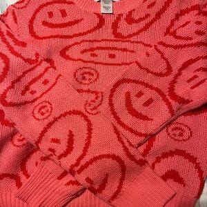 Cotton Emporium Pink and Hot Pink Smiley Sweater Size Large